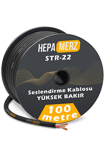 Hepa-Merz Hepa Merz Str-22 Stereo Mikrofon Kablosu 2x0.22 Mm Ses Kablosu 100 Mt. (%100 BAKIR)