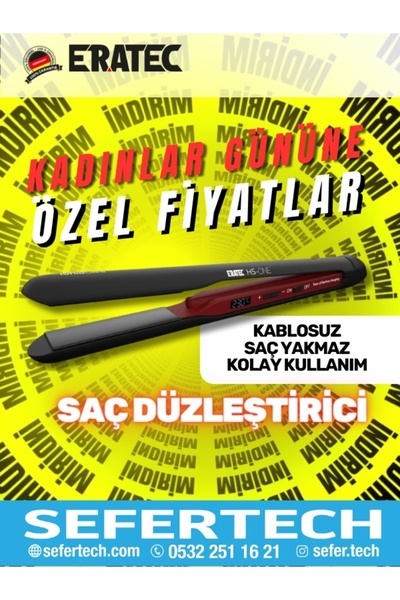 ERATEC Kablosuz Saç Düzleştirici Hs-one