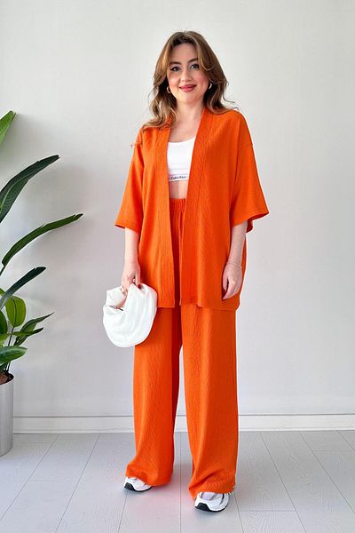 MaziButik Orange Seersucker Double Set