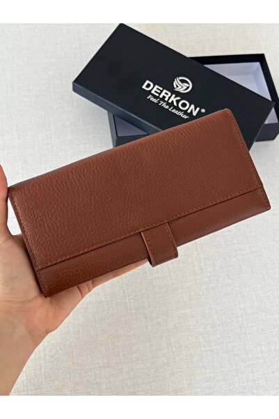 DERKON Genuine Leather Elegant Women's Wallet in Taba Color