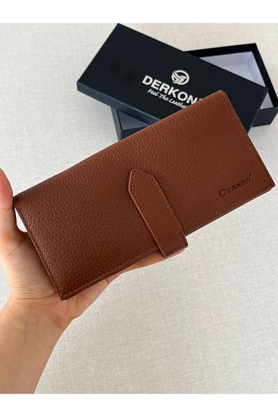 DERKON Genuine Leather Elegant Women's Wallet in Taba Color