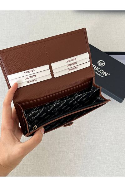 DERKON Genuine Leather Elegant Women's Wallet in Taba Color