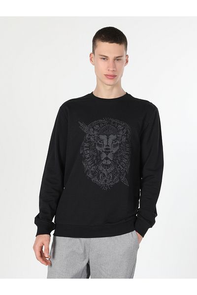 Colin's Black Regular Fit Men's Sweatshirt - Cl 1060119