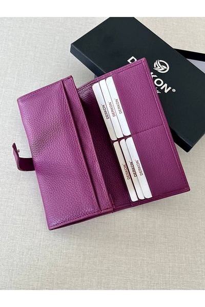 DERKON Genuine Leather Gentle Women's Purple Color Wallet