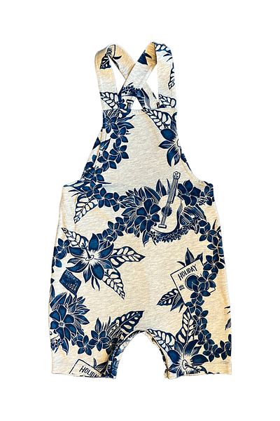 Verte Vallée GRAY FLOWER PATTERNED UNISEX BABY SALOPET