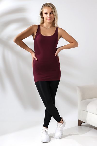 Endies Women's Long Basic Cotton Flexible Undershirt with Cot 19055 PURPLE