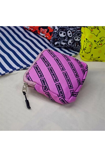 facnspt Розова, черно-розова чантичка за грим с лого и колаж