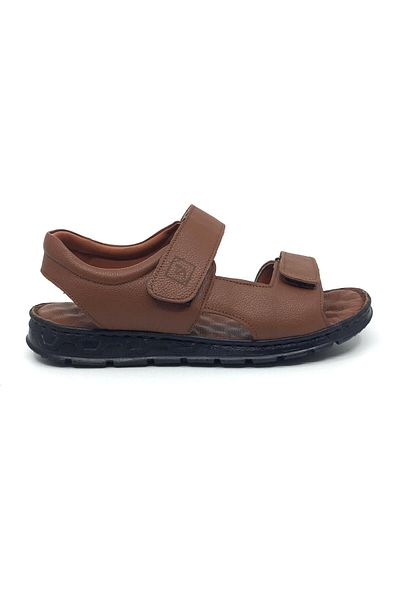 Erdem Taşpınar %100 Genuine Leather Orthopedic Men's Summer Velcro Slippers-Sandals 40-45