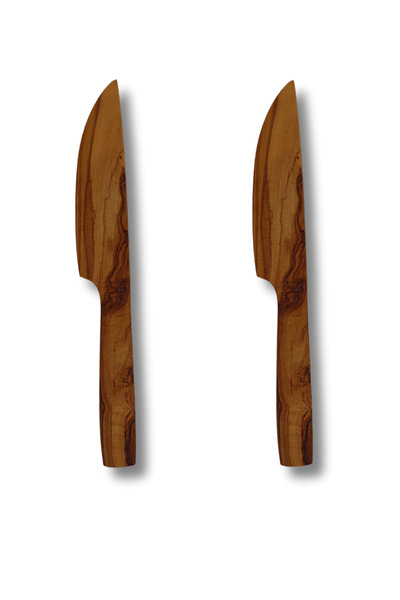 BEFGROUP Wooden Breakfast Set Wooden Knife Set of 2 Olive Wood Kitchen Utensils Breakfast Set