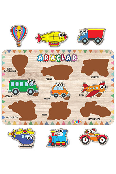 Leelii Tasarım Sevimli Araçlar Ahşap Puzzle, Araba, Uçak, Tren, Otobüs Bul-tak Eğitici Ve Öğretici Yapboz