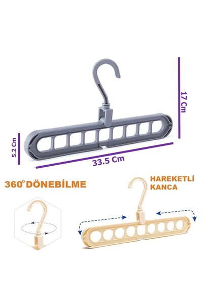 MAGİTOPTAN Tekli Pratik 9 Bölmeli Yer Tasarrufu Sağlayan Akıllı Askılık