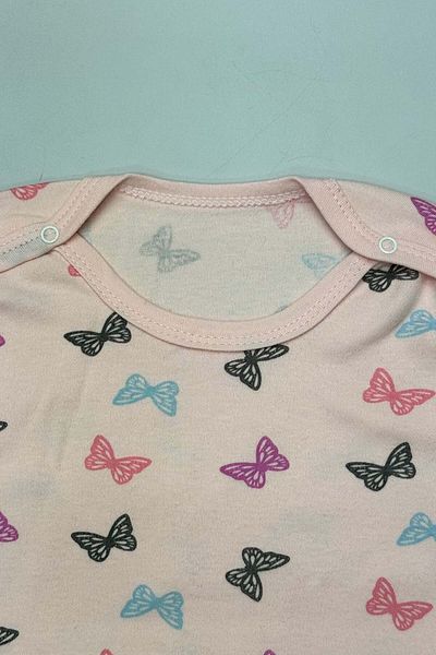 Peki Cotton Butterfly Patterned Set of 5 Baby and Kids Bodysuits - Newborn with Fence Bottom, Gift 11765