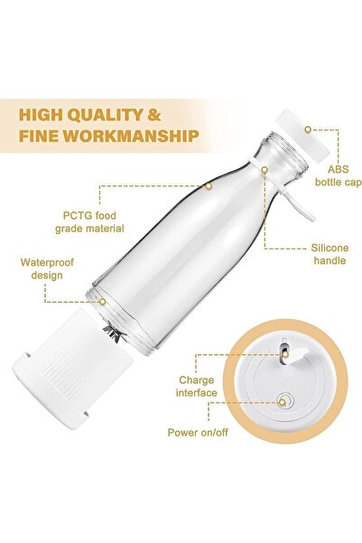 Inovaxis 420ML. ŞARJLI TAŞINABİLİR KABLOSUZ SMOOTHİE MİLKSHAKE BEBEK MAMASI VE MEYVE SIKACAĞI EL BLENDERI