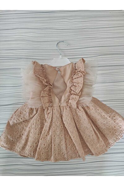 sofun GÜPÜR OMUZ FIRFIRLI TÜL ASTARLI KIZ BEBEK ELBİSE