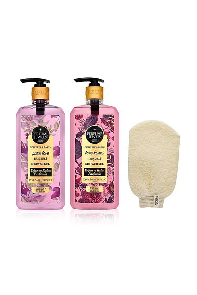 Eyüp Sabri Tuncer Gluten-Free Pure Love and Love Short Shower Gels 750 ml 2 pieces+Bath Pouch gift,