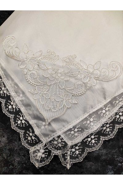 Çt Çeyizci Tekstil Κρέμα Γαλλικό Pearl Bundle - Για Νύφη και Αρραβώνα, 4 άκρες
