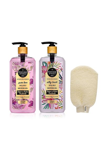 Eyüp Sabri Tuncer Gluten-free Pure Love and Silky Touch Shower Gels 750 ml 2pcs+Bath Pouch gift,