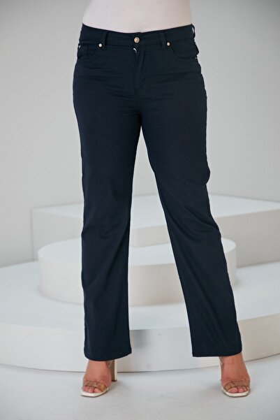 RMG İspanyol Paça Büyük Beden Lacivert Kot Pantolon