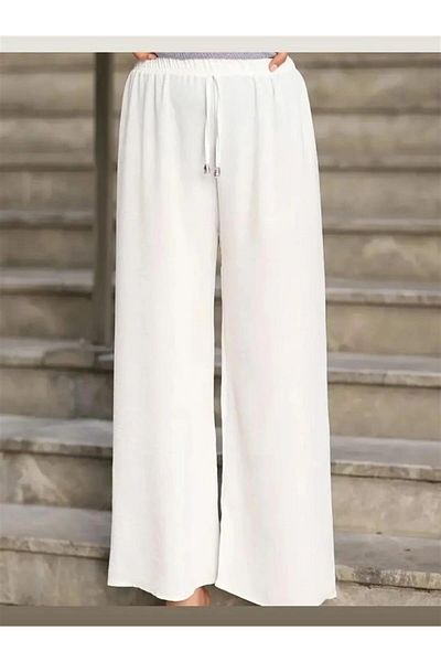 RMG Ayrobin Large Size Relaxed Fit White Elastic Trousers