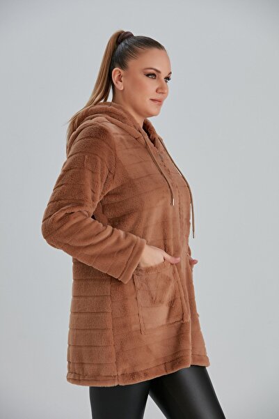 RMG Μακρύ βελούδινο ζακέτα μεγάλου μεγέθους με λεπτομέρεια τσέπης