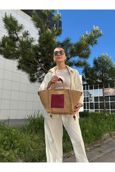 MaVaux Dream Series - Geantă de iută cu acoperire din piele naturală și căptușeală interioară