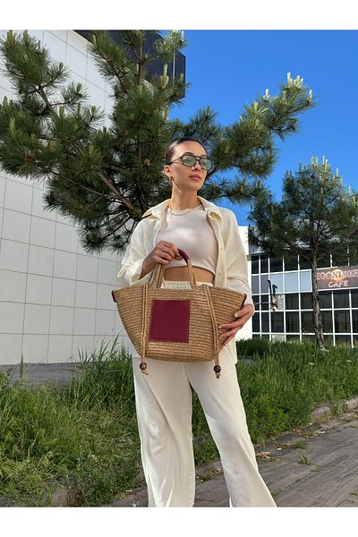 MaVaux Dream Series - Geantă de iută cu acoperire din piele naturală și căptușeală interioară