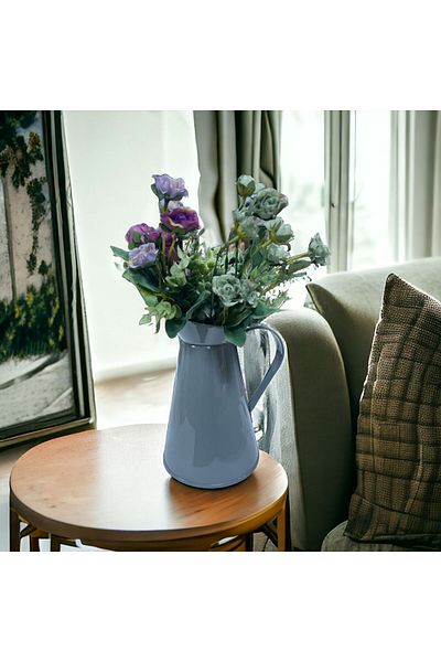 LUCKYHOMES Vază italiană din metal din fier forjat - ghiveci și ulcior decorativ, vază decorativă din metal gri model Ikea 21 CM