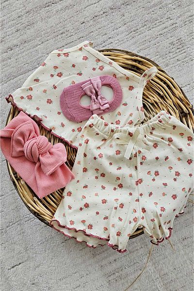 ALYA ruffled crop shorts bandana socks suit baby child