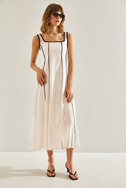 Bianco Lucci Lněné šaty – lemované detaily a podšité, dámské,60251132