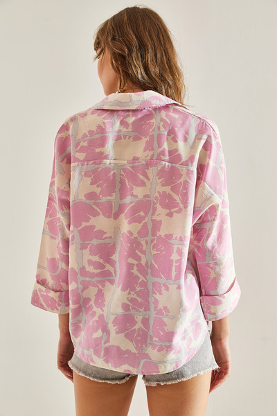 Bianco Lucci Mintás viszkóz oversize női ing - egy zsebes 60251142