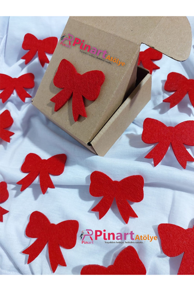 Pinartatolye Çeyiz Kolisi Kına Yapışkanlı Fiyonk süs 3mm Keçe (15 adet) Yılbaşı