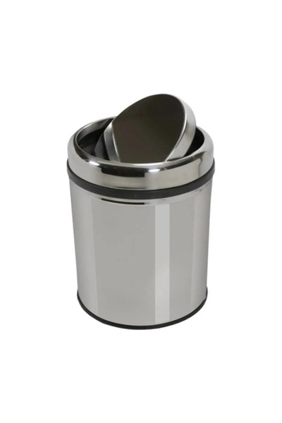Maxiflow Rotating Lid Practical Cover Trash Can 5 Lt Stainless Bathroom Toilet Balcony Terrace Trash Can