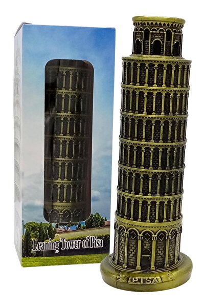 Dünyadan Hediyeler Vintage Metal İtalya Pisa Kulesi Biblo Antik Bronz 18 cm