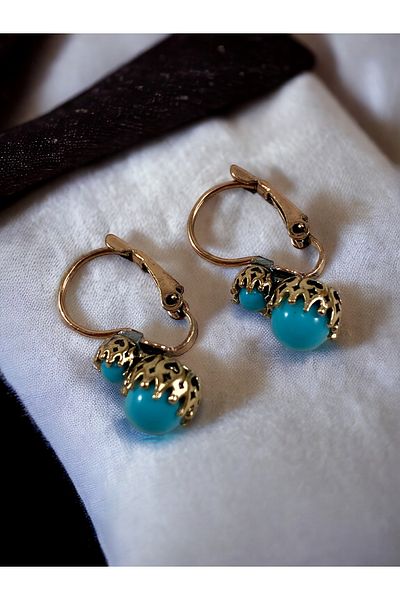 FAYRA ACCESSORIES Turquoise Stone Minimal Dangle Earrings