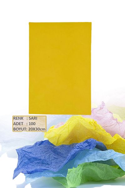 OLİ Art A4 Colored Plush Paper - 100 Pieces YELLOW Tissue Paper