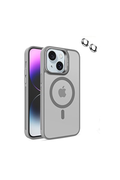 UnDePlus Apple iPhone 15 Plus Kılıf Magsafe Standlı + Klon Kamera Lensli Kapak