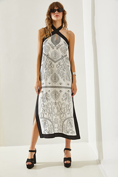 Bianco Lucci Damenkleid mit Schlitz und Stickerei -60251173