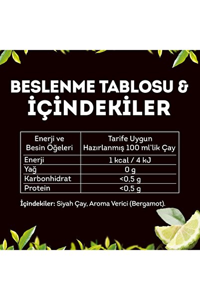 Lipton Earl Grey Bardak Poşet Çay 100'lü