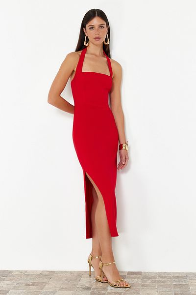 Trendyol Collection Rotes gewebtes Kleid - Figurbetont, TPRSS24EL00136