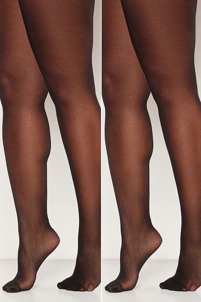 Trendyol Curve Schwarze, superblickdichte 40-Den-Zweiteiler-Strumpfhose in Übergröße TBBAW23KC00004
