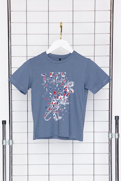 TRENDYOLKIDS Tricou tricotat din bumbac cu model de dinozaur pentru băiat Indigo TKDSS24TS00035