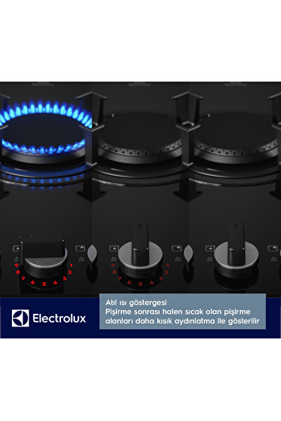 Electrolux Kgg953753k Steppower Flamelight Verticalflame 90 Cm Siyah Cam Gazlı Ocak