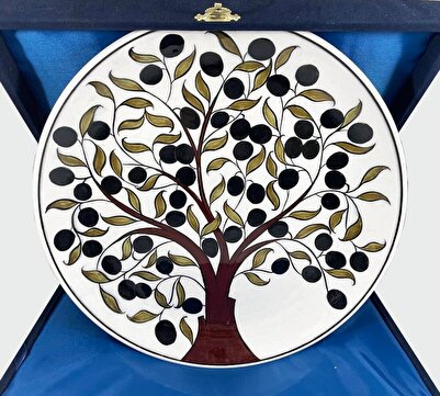 Zeytin Ağacı Motifli İznik Çini Tabak