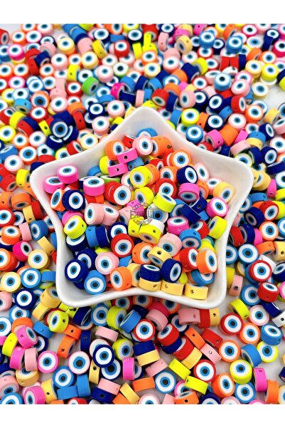 Ebruli Boncuk Mărgele de figurine Fimo polimerice colorate de 10 mm - Mărgele de fabricare (100 bucăți)
