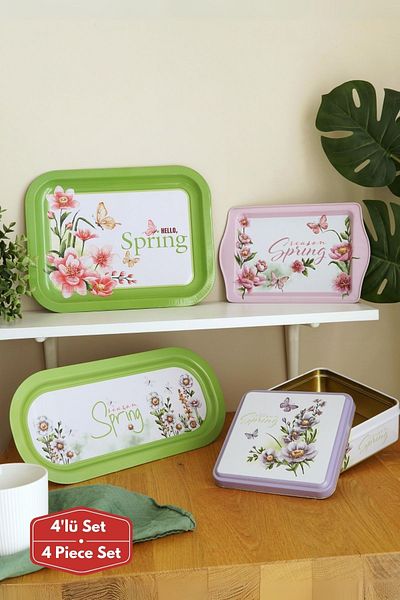 EVLE Set of 4 Spring Green Trays and Storage Containers