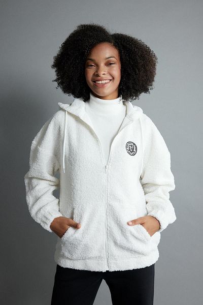 DeFacto Plyšová oversize mikina s kapucí na zip Y2648az23wn