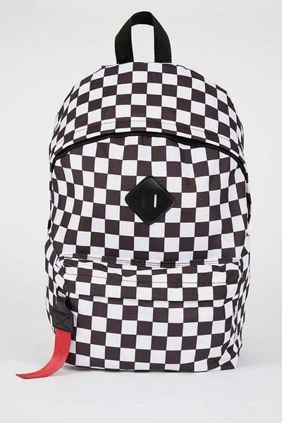 DeFacto Checkerboard Patterned Unisex School Backpack - Self-Healing, Water Repellent V3075azns