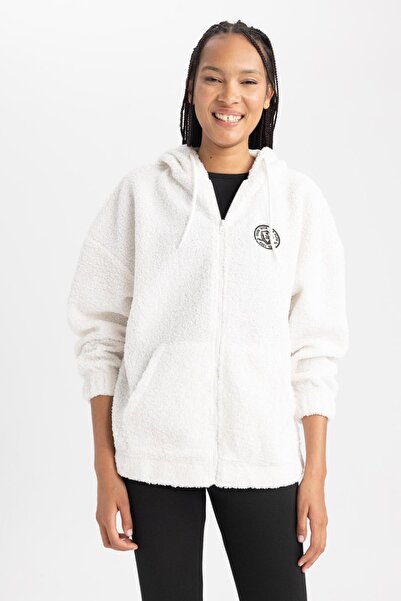 DeFacto Plush Zippered Oversize Hooded Sweatshirt Y2648az23wn