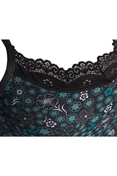 EXMOOR 6'lı Ekonomik Desenli Likralı Dantelli Ip Askılı Kadın Atlet