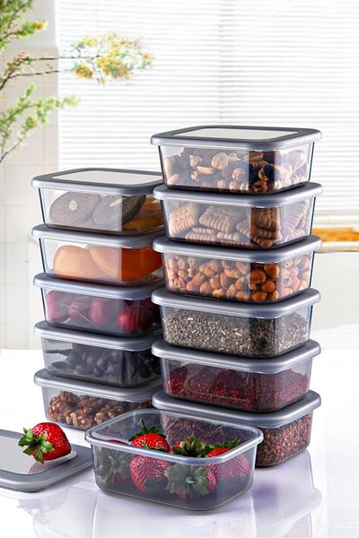 Ecolux 12 Pieces Vista Multi-Purpose Storage Containers Microwave-freezer-breakfast-snack holder etc. Transparent-anthracite